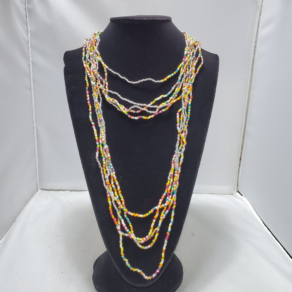 Signature multi color  seed bead multi strand necklace 10 strand